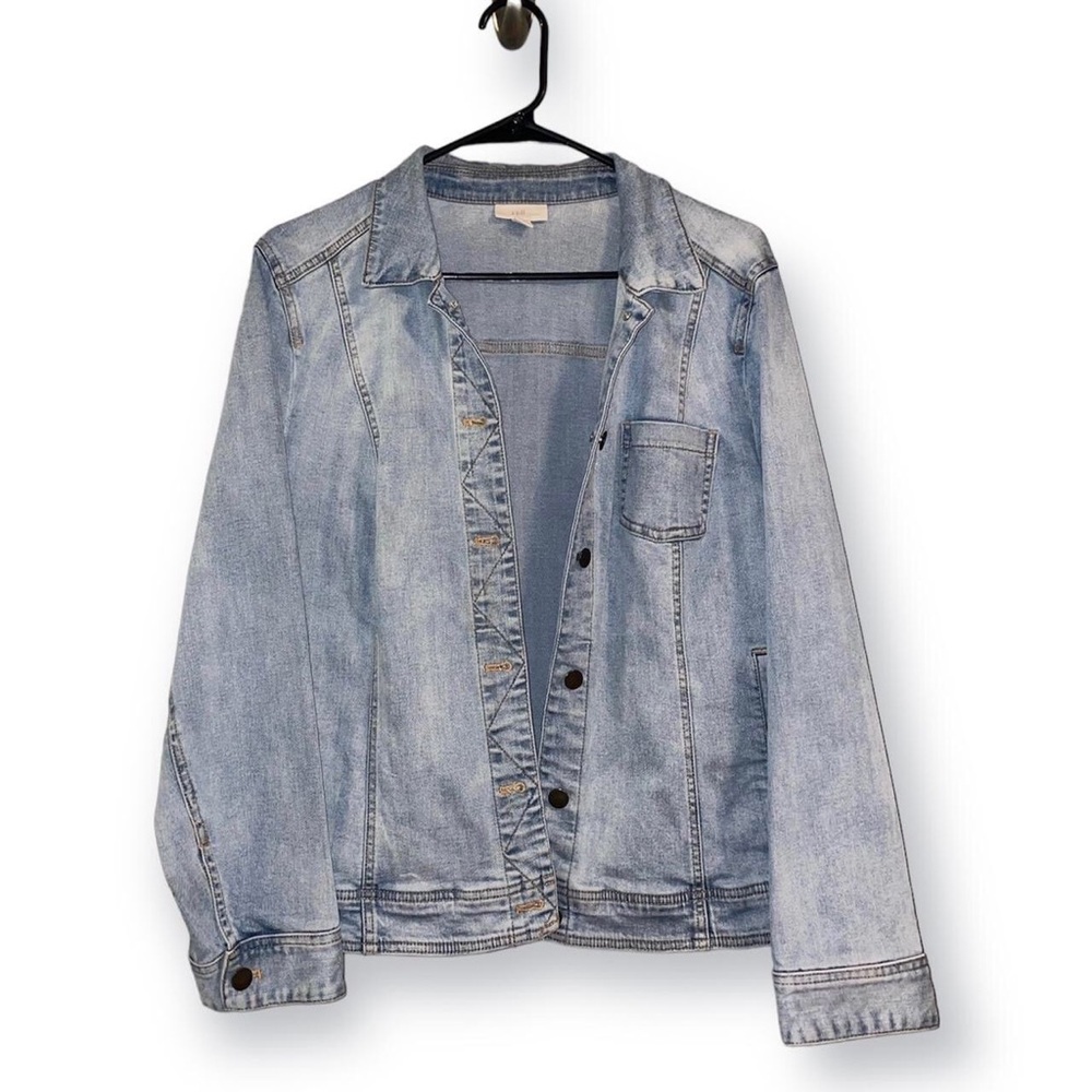 J.Jill Denim Button Front Princess Seams Cotton Blend Jean Jacket Size M